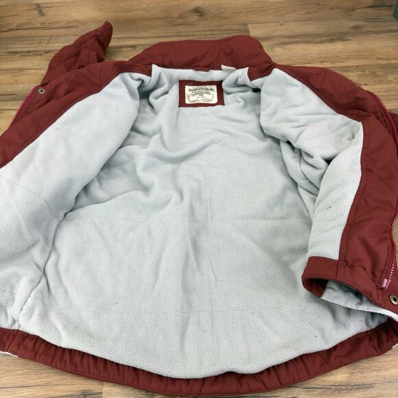 Timberland Snap Zip Up Fleece Lined Jacket Mens S/P Red Long Sleeve Nylon - Picture 8 of 8